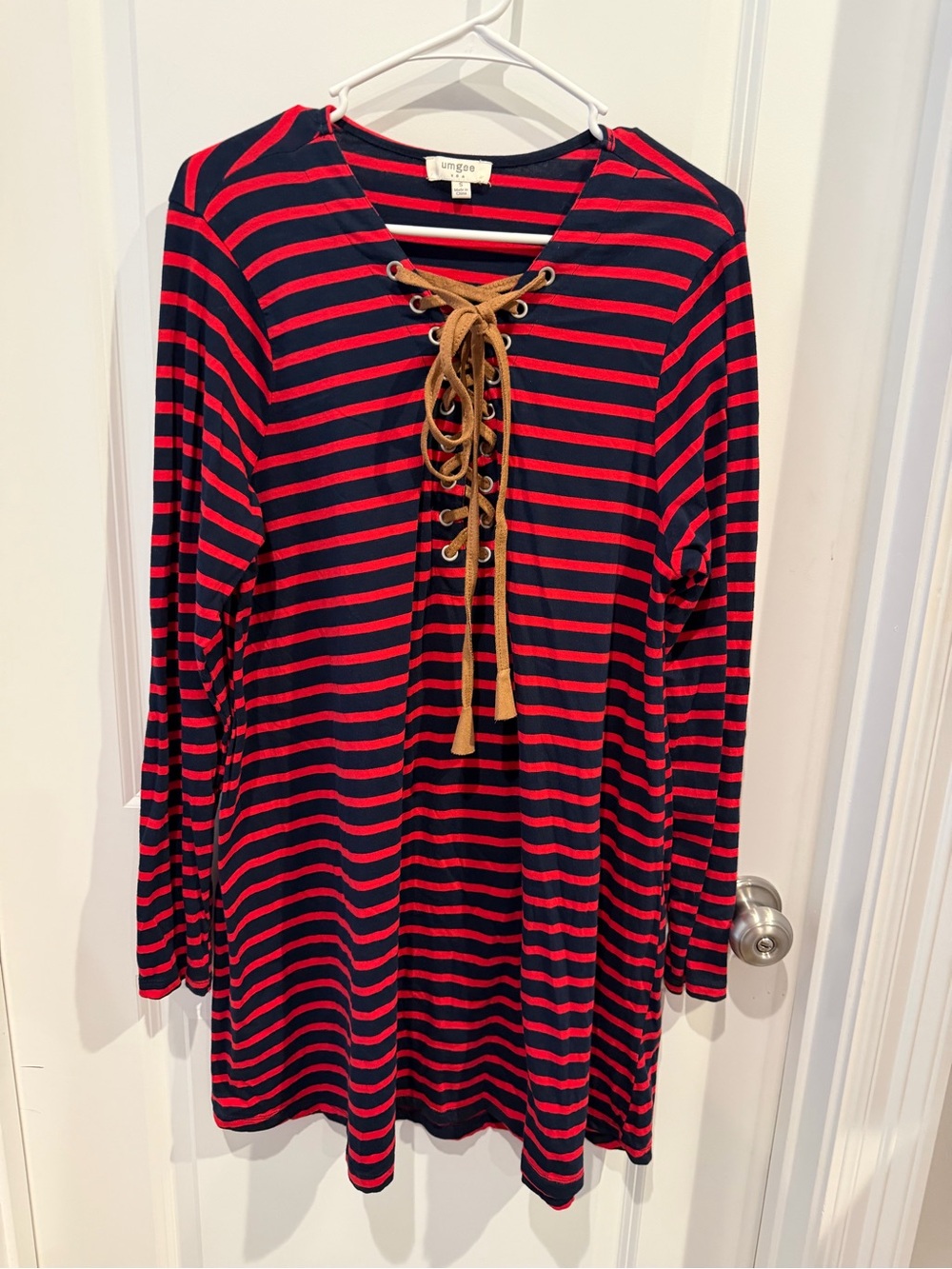Umgee Navy & Red Striped Dress Size Small